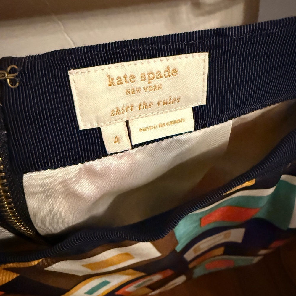 Kate Spade silk Multicolor Geometric A-Line Skirt - Picture 5 of 6